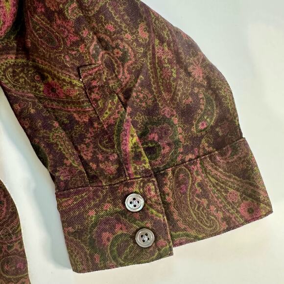 Eddie Bauer Women's Petite 12 Rayon Wool Blend Paisley Button Front Maxi Dress - Picture 5 of 7